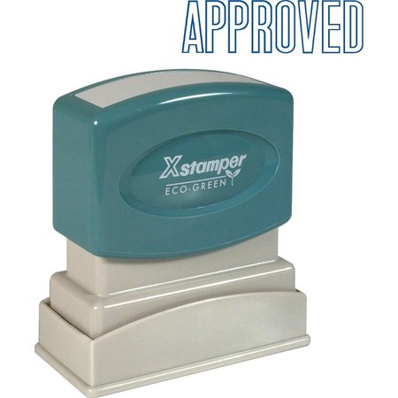 XSTAMPER Pre-Inked Stamp "Approved", 1/2"x1-5/8" Impression, Blue Ink XST1008